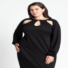 Cutout Neckline Puff Sleeve Dress image number null