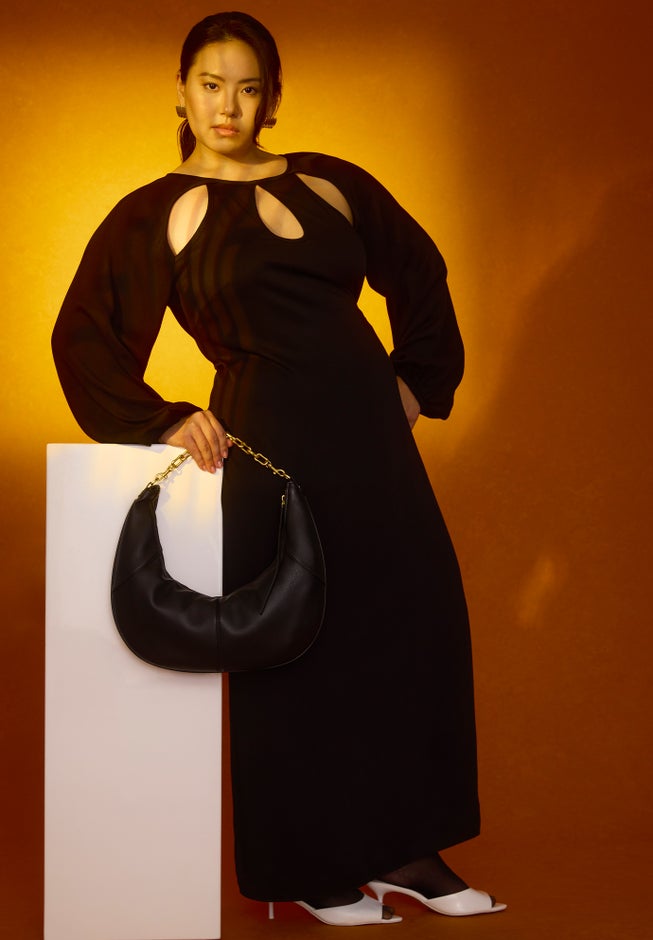 Cutout Neckline Puff Sleeve Dress image number null
