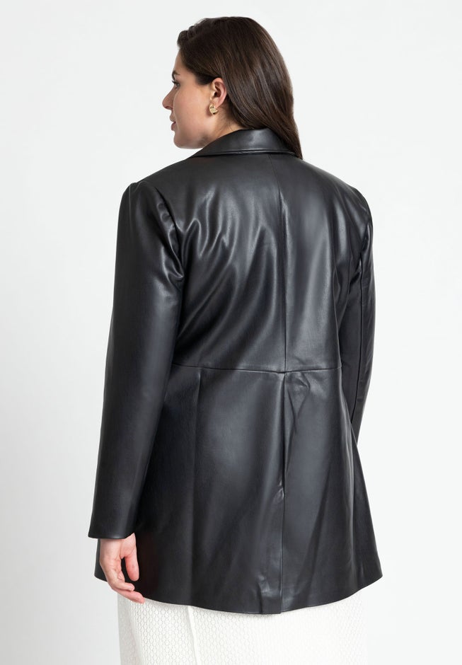Sleek Faux Leather Blazer image number 1