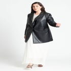 Sleek Faux Leather Blazer image number null