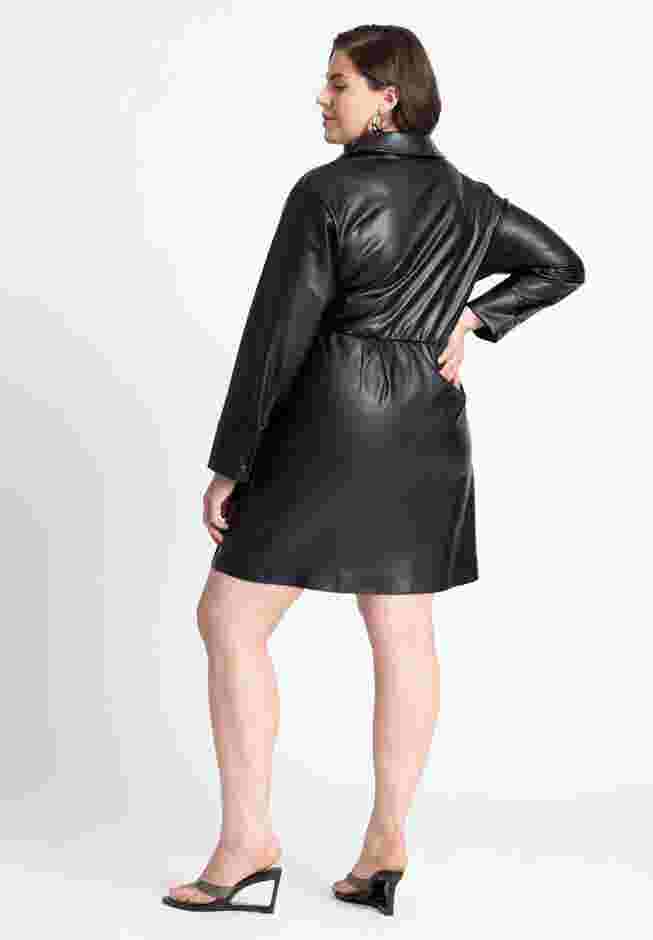 Faux Leather Wrap Detail Shirt Dress image number 1