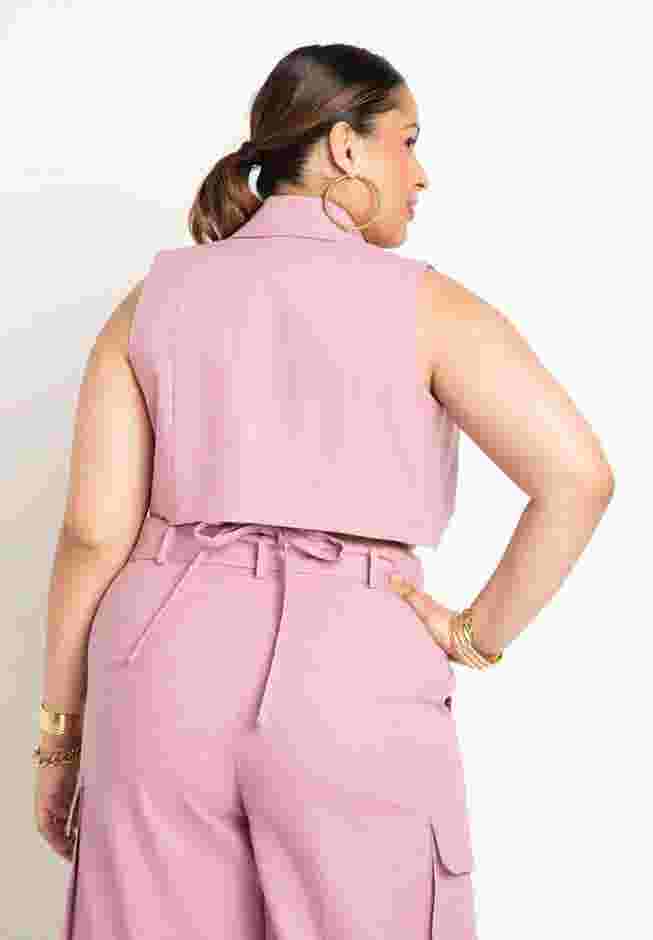 Cropped Vest with Lace Up Back image number 1
