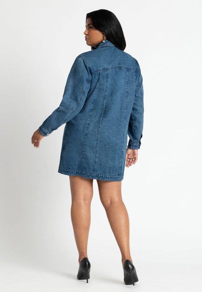 Denim Mini Shirt Dress image number 1