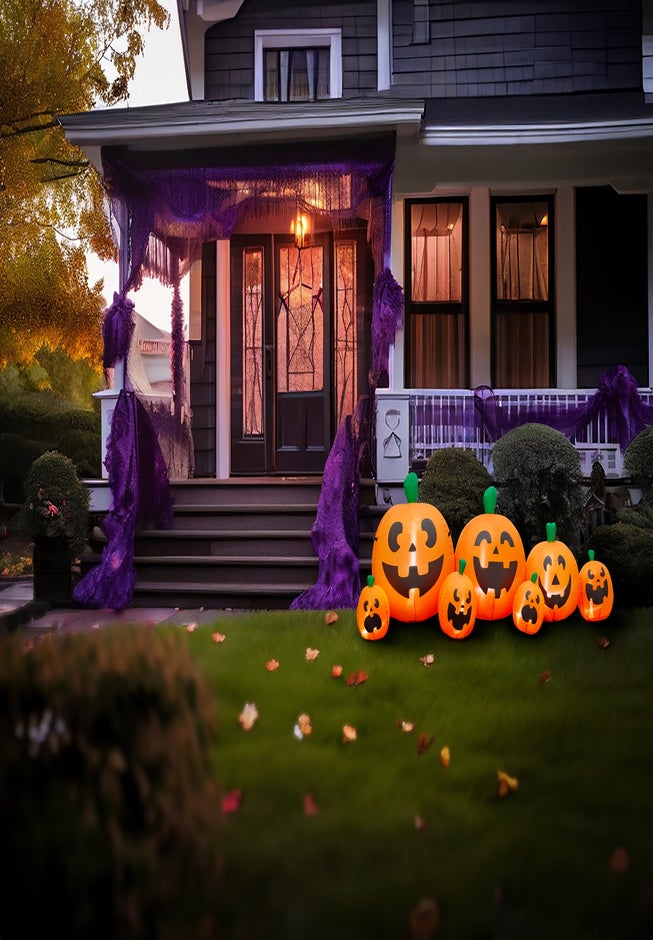 7 1/2' Jack-O-Lantern Inflatables, Set of 7 image number 2