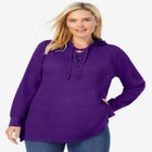 Waffle-Thermal Lace-Up Hoodie image number null