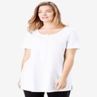 Perfect Short-Sleeve Scoop-Neck Henley Tunic image number null