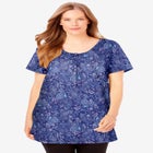 Perfect Short-Sleeve Scoop-Neck Henley Tunic image number null