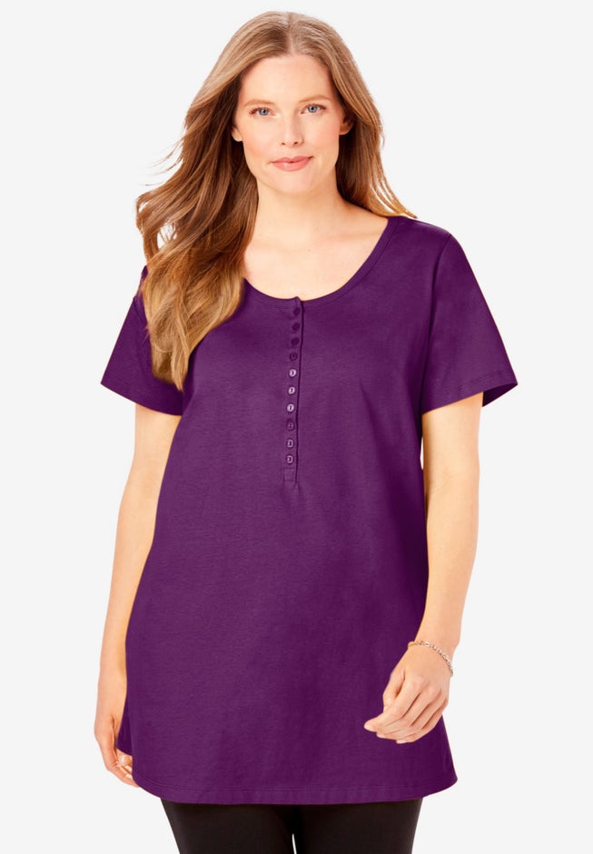 Perfect Short-Sleeve Scoop-Neck Henley Tunic image number 7
