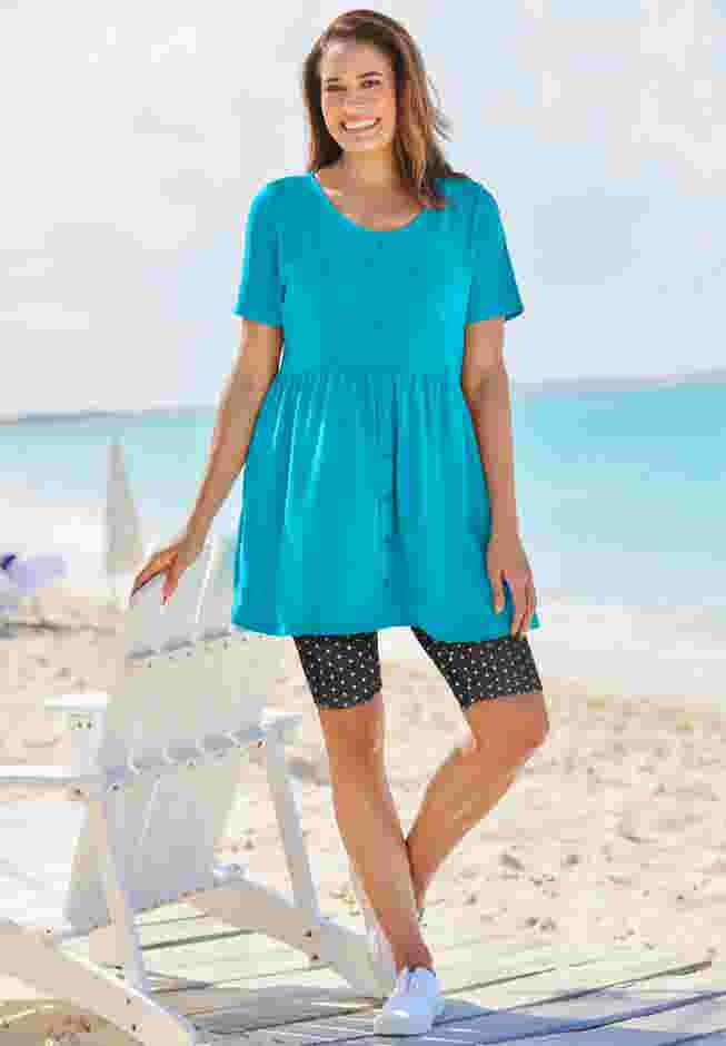 Short-Sleeve Empire Waist Tunic image number 5