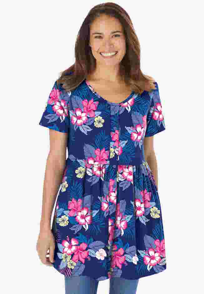 Short-Sleeve Empire Waist Tunic image number 0