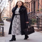 Long Wool-Blend Coat with Faux Fur Collar image number 0