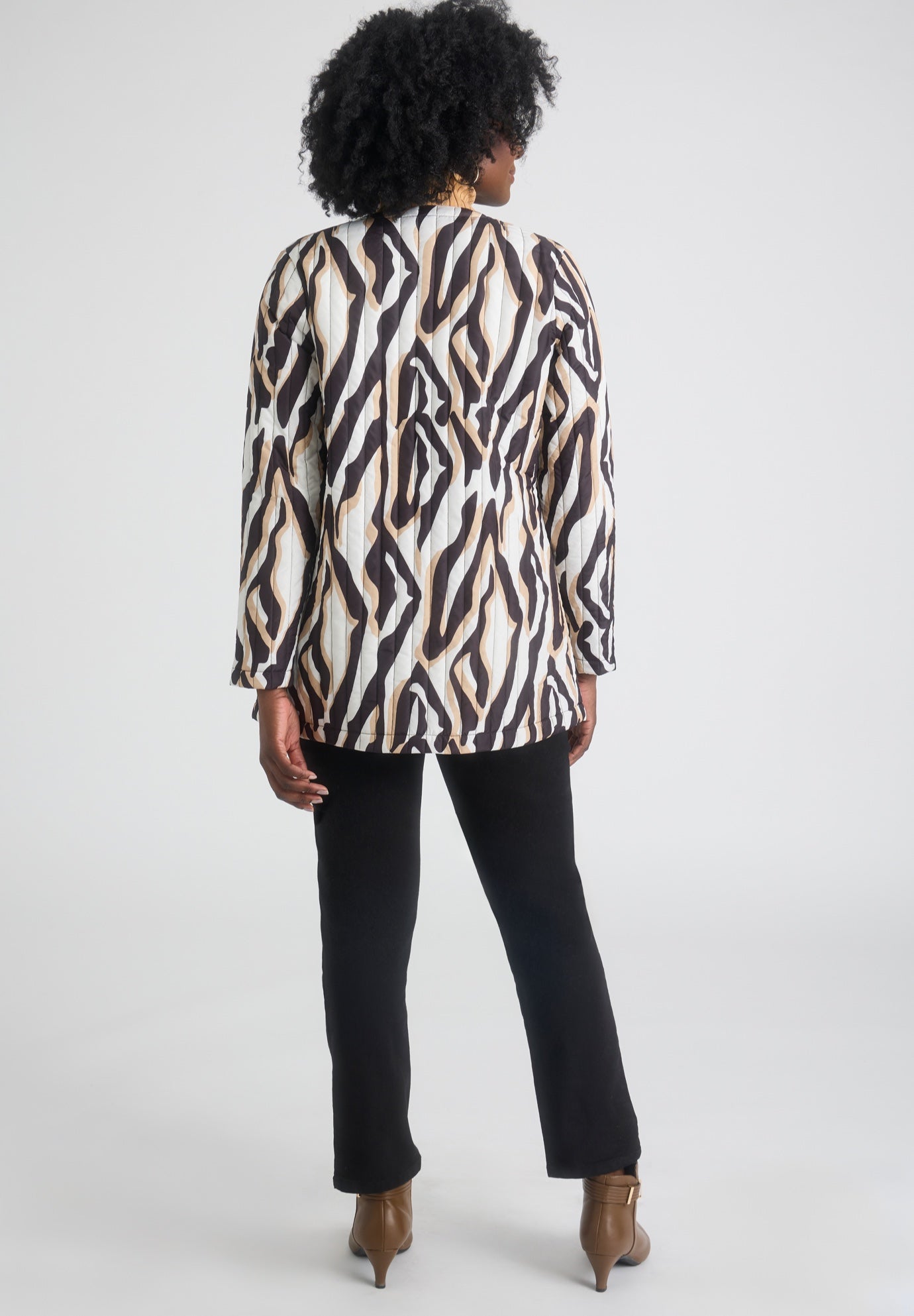 Collarless Quilted Jacket image number 1