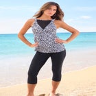 Mesh-Insert Twist Front Tankini image number null