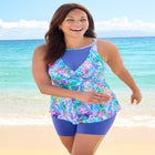 Mesh-Insert Twist Front Tankini image number null