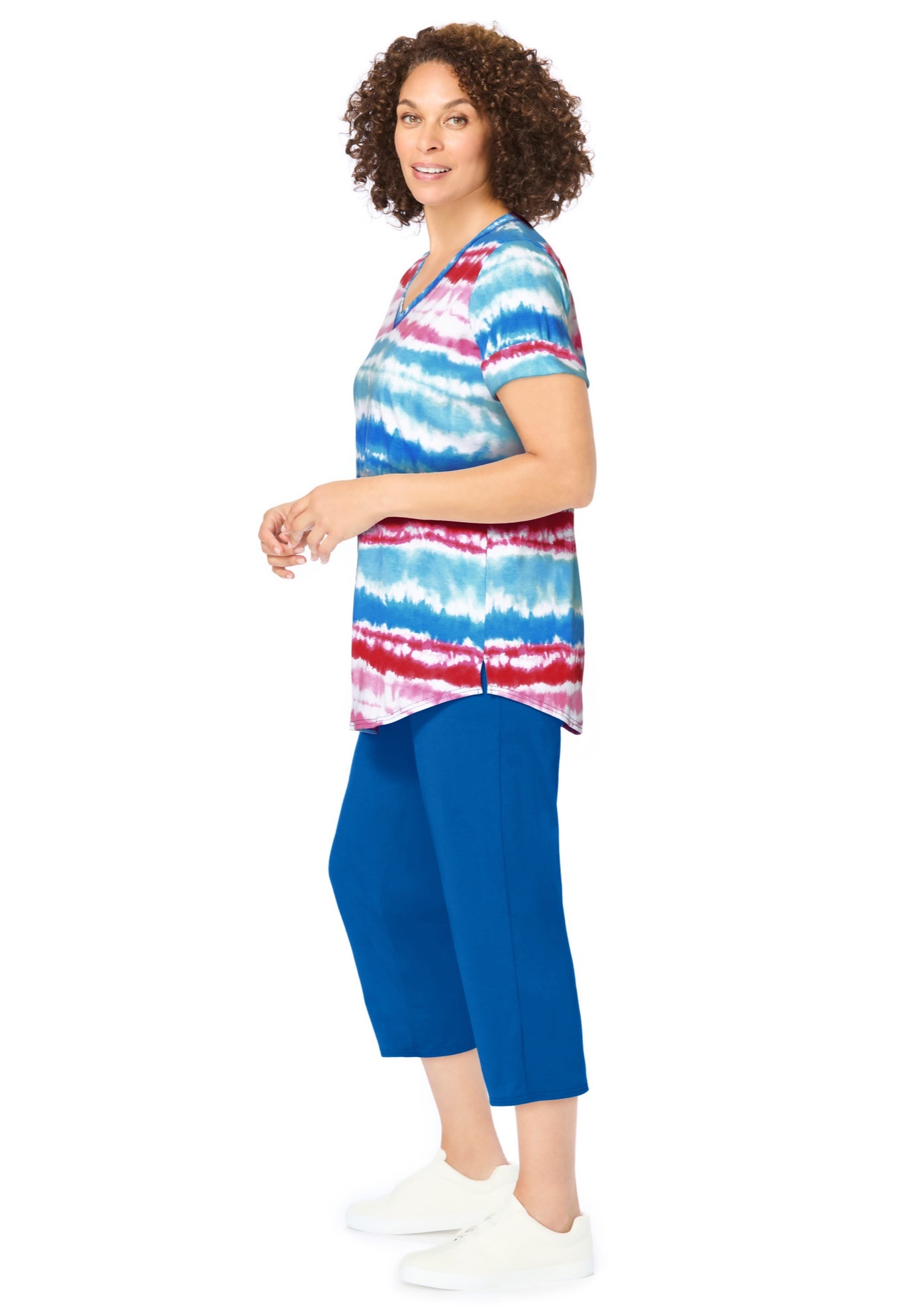 Two-Piece V-Neck Tunic & Capri Set image number 1