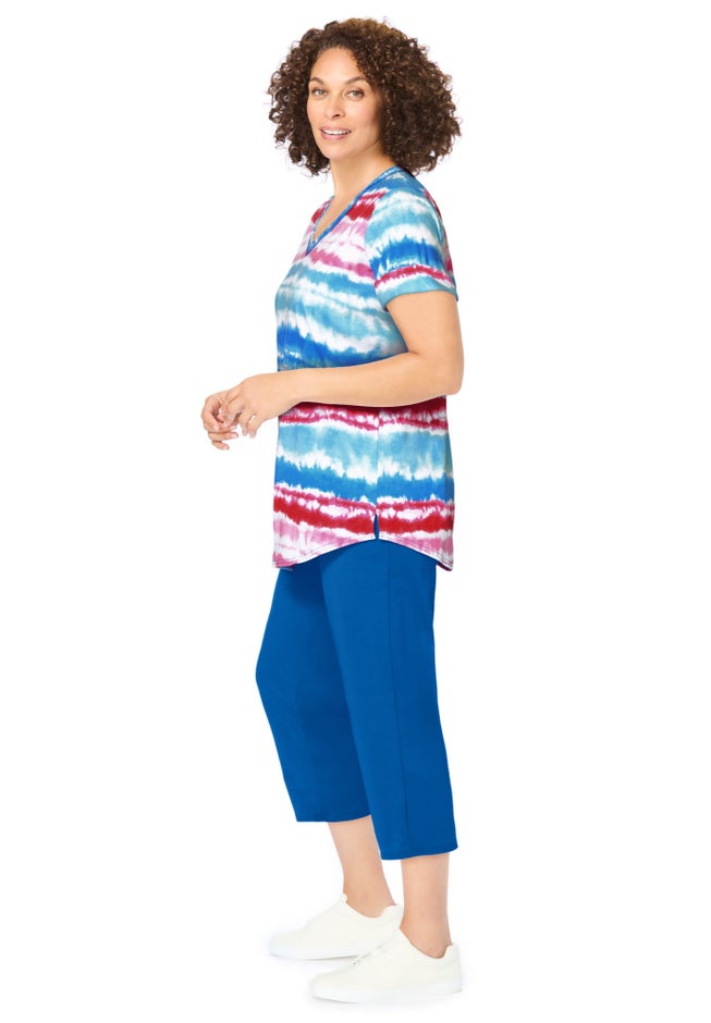 Two-Piece V-Neck Tunic & Capri Set image number 1