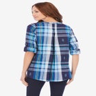 Soft Plaid Button-Front Shirt image number null