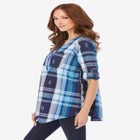 Soft Plaid Button-Front Shirt image number null