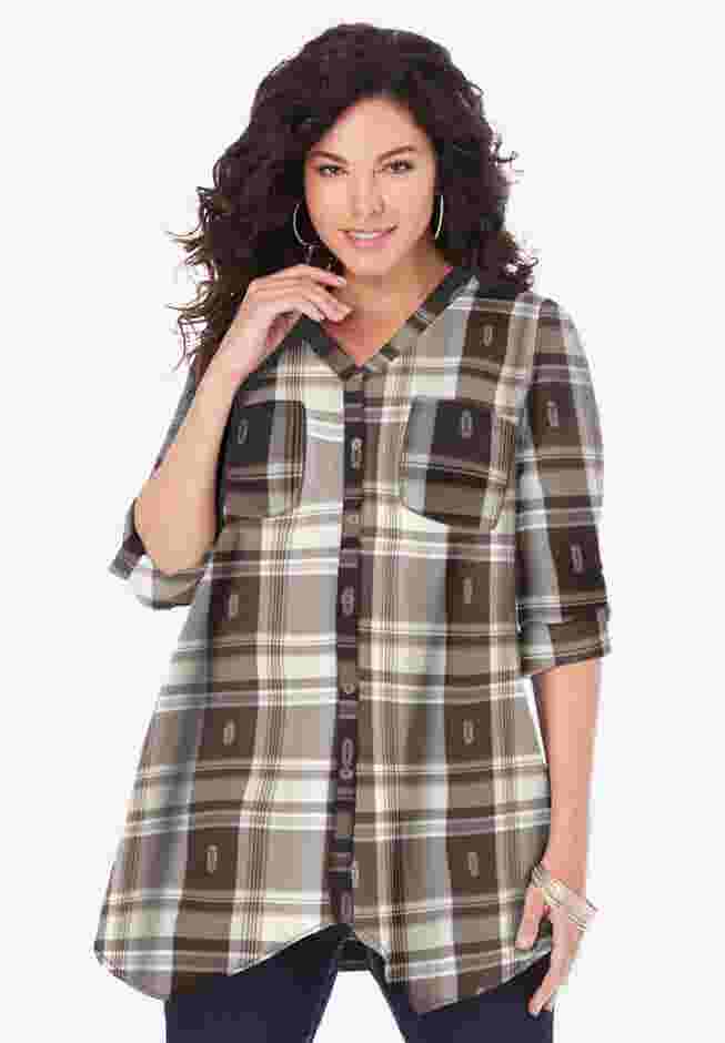 Soft Plaid Button-Front Shirt image number 0