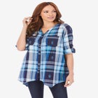 Soft Plaid Button-Front Shirt image number null