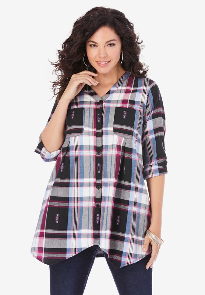 Soft Plaid Button-Front Shirt image number 0