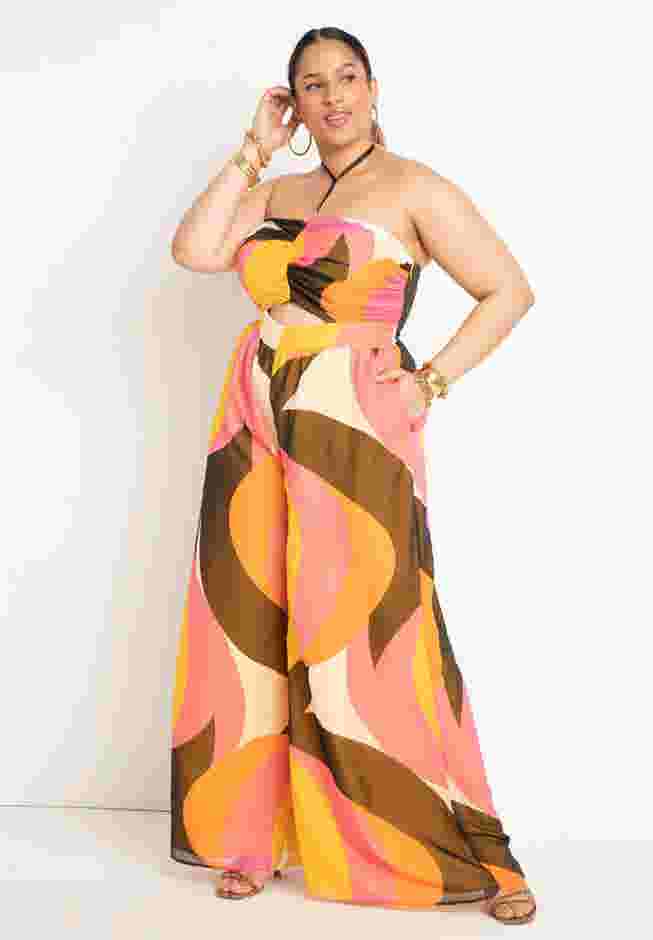 Halter Neckline Wide Leg Jumpsuit image number 0
