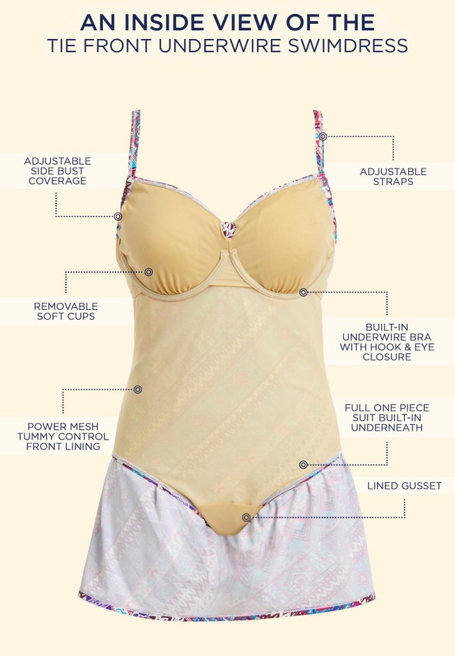 Cup Sized Tie Front Underwire Swimdress image number 3