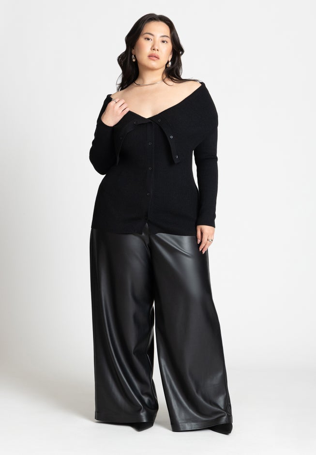 Wide Leg Faux Leather Pant image number null