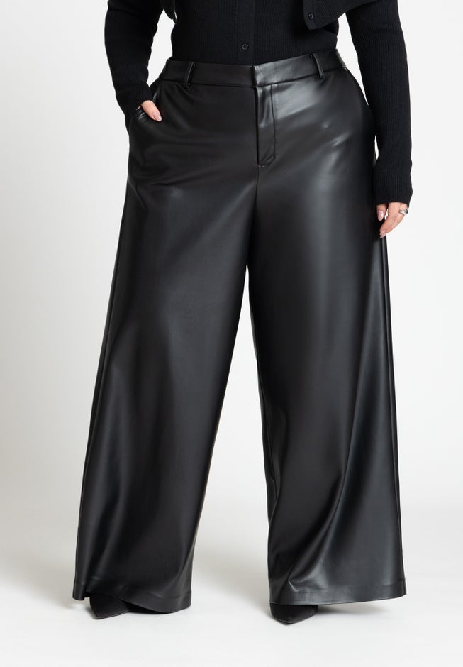 Wide Leg Faux Leather Pant image number null