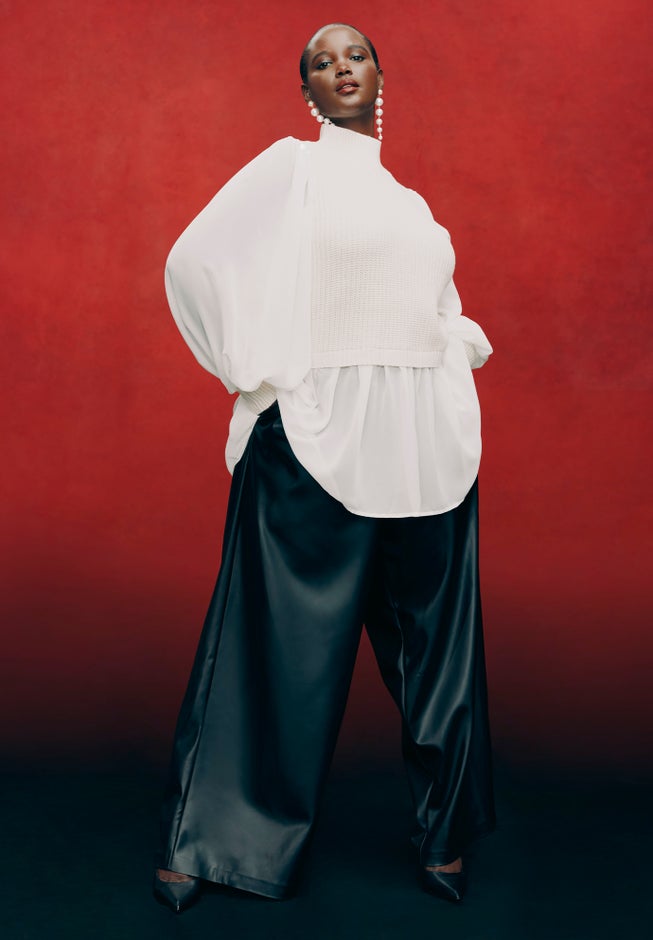 Wide Leg Faux Leather Pant image number null