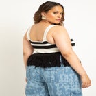 Striped Knitted Fringe Hem Tank image number null