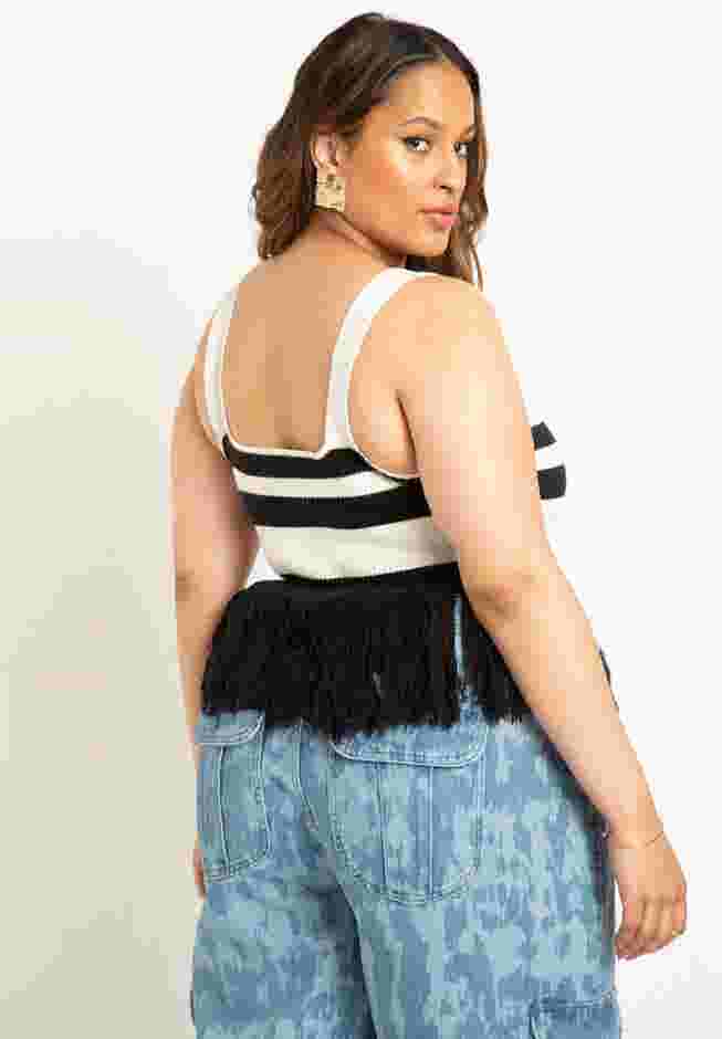 Striped Knitted Fringe Hem Tank image number 2