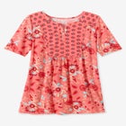 Mixed Print Henley Tunic image number null