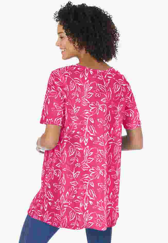 Mixed Print Henley Tunic image number 1