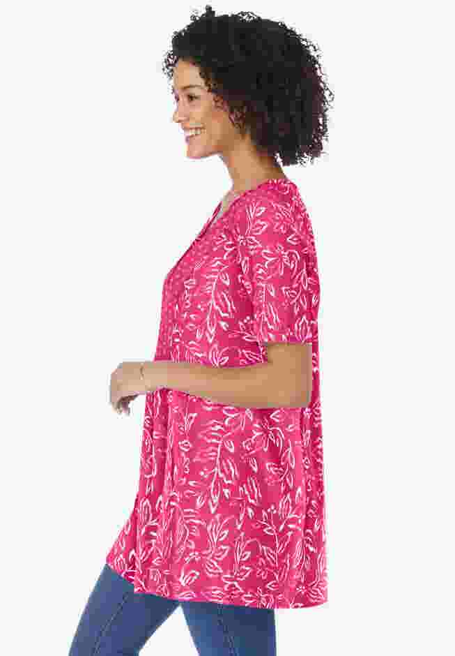 Mixed Print Henley Tunic image number 2