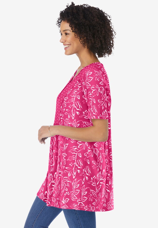Mixed Print Henley Tunic image number 2