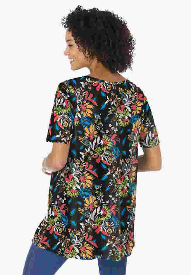 Mixed Print Henley Tunic image number 1
