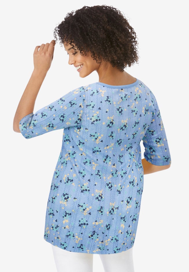 Pointelle Scoopneck Tee image number 1
