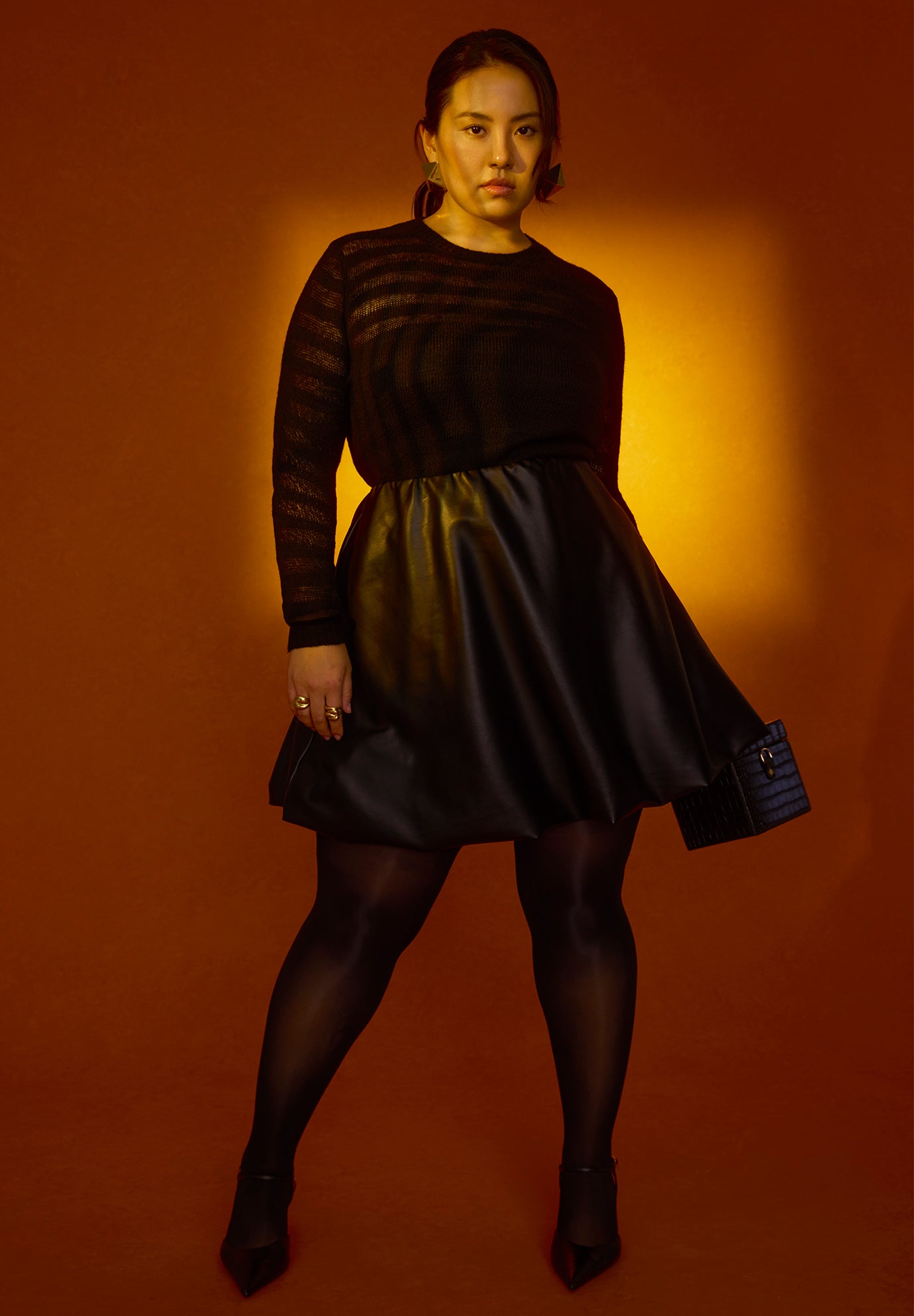 Faux Leather Bubble Hem Skirt image number 0