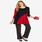 Knit Colorblock Tunic image number null