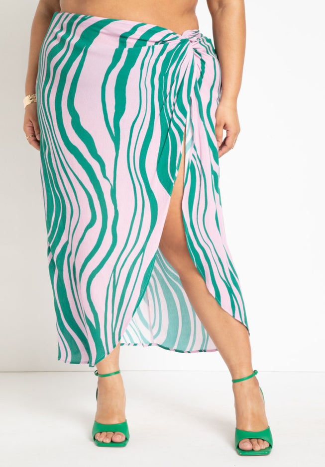 Gabi Fresh Swim x ELOQUII Twist Front Coverup Skirt image number null