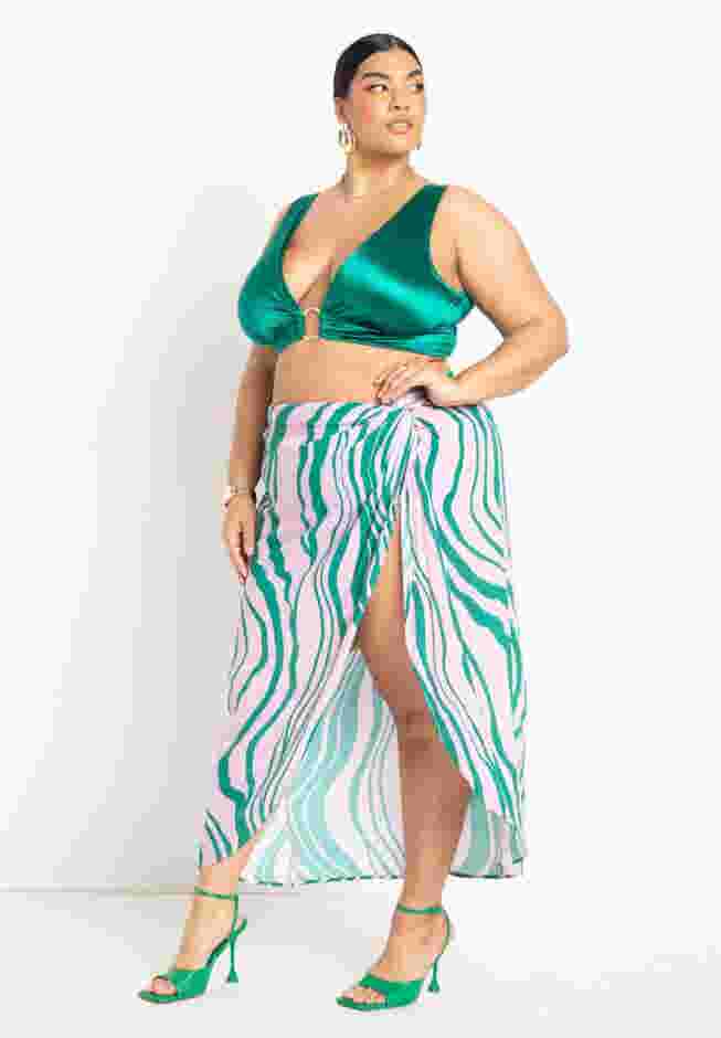 Gabi Fresh Swim x ELOQUII Twist Front Coverup Skirt image number 3