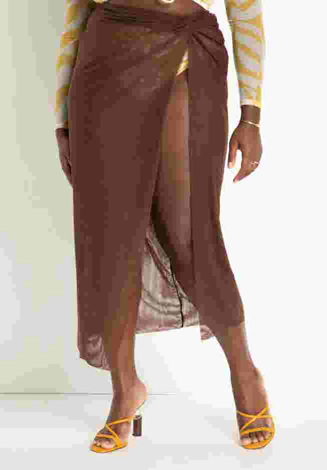 Twist Front Sarong Wrap Coverup Skirt image number 2