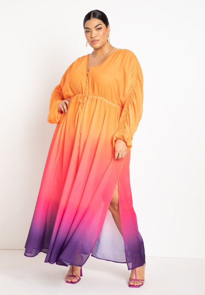 Gabi Fresh Swim x ELOQUII Dramatic Tie Front Coverup Dress image number null
