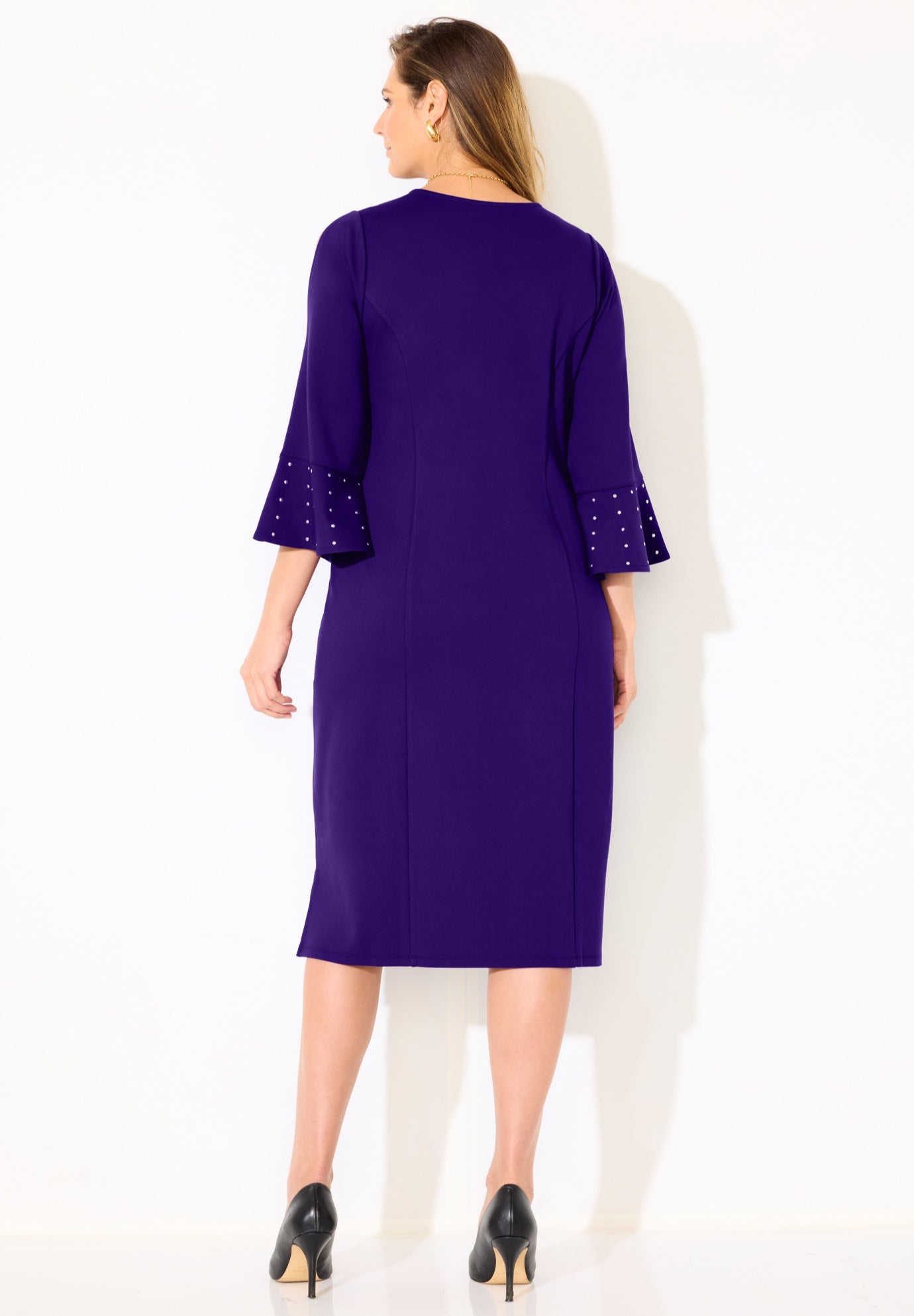 Embellished Cold Shoulder Ponte Dress image number 1