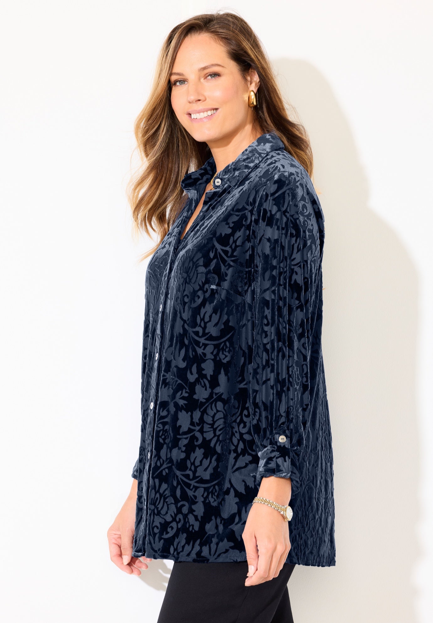 Buttonfront Burnout Blouse image number 2