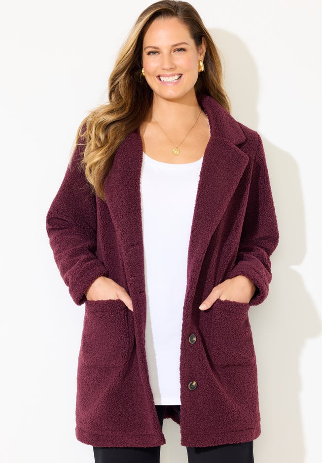 Teddy Bear Sherpa Trench Coat image number 4