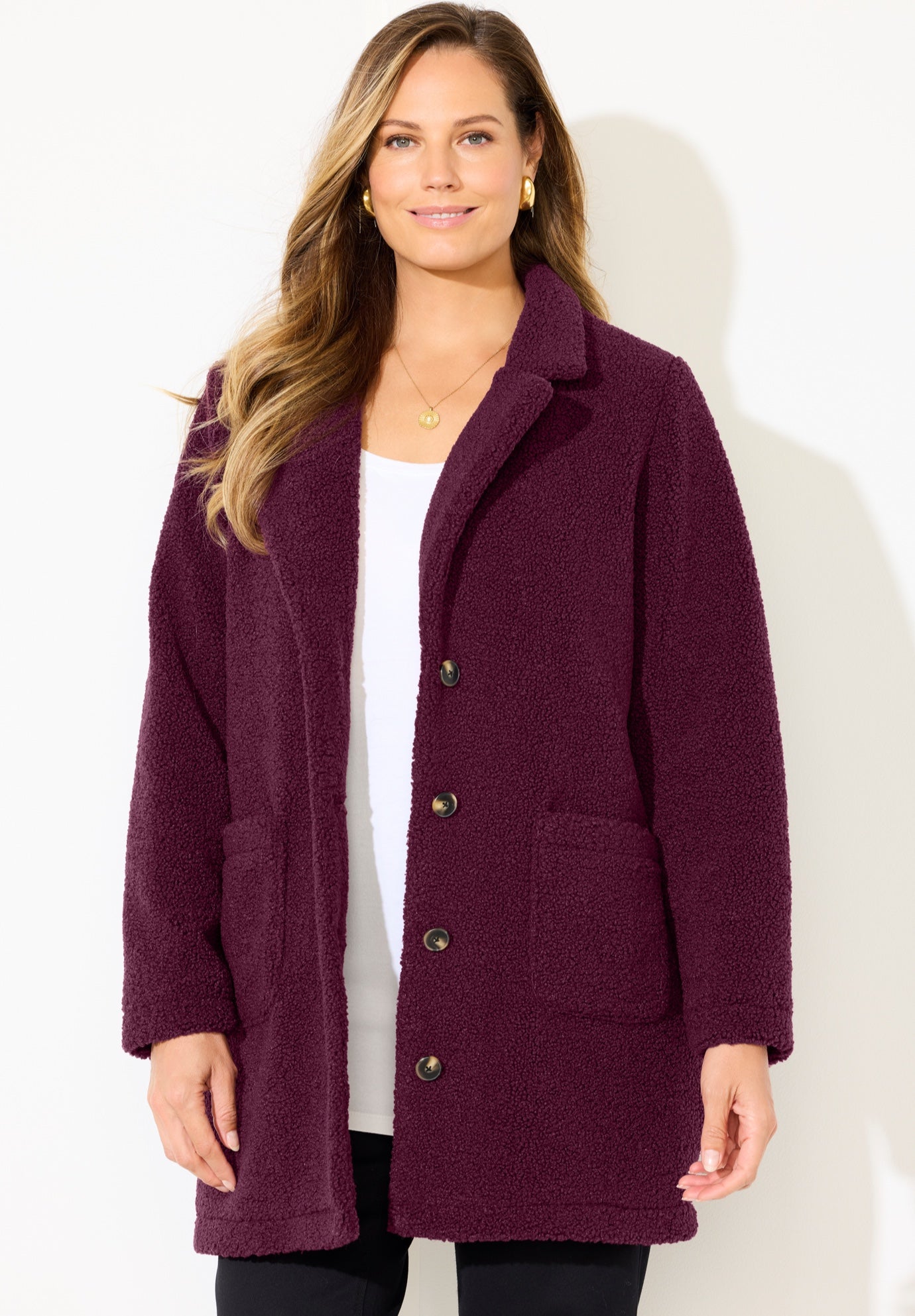 Teddy Bear Sherpa Trench Coat image number 5