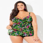 Bra Sized Faux Flyaway Underwire Tankini Top image number null