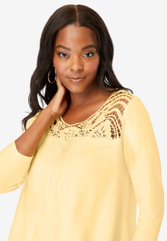 Lace Embellished Swing Ultra Femme Top image number 4